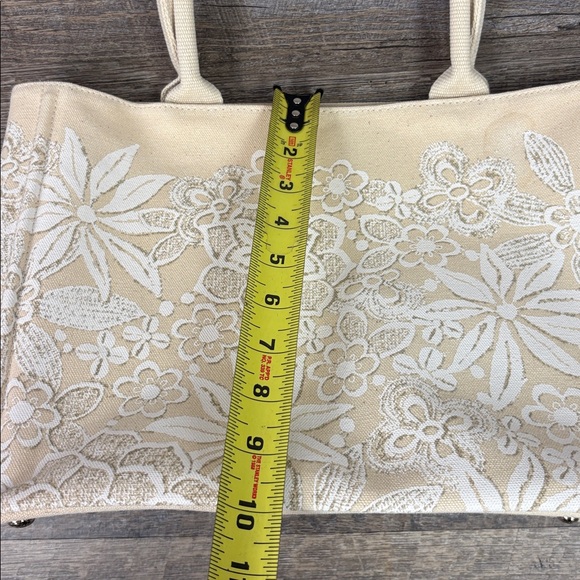 Oscar de la Renta Floral Printed Canvas Tote Bag – Ivory/White - Picture 10 of 15